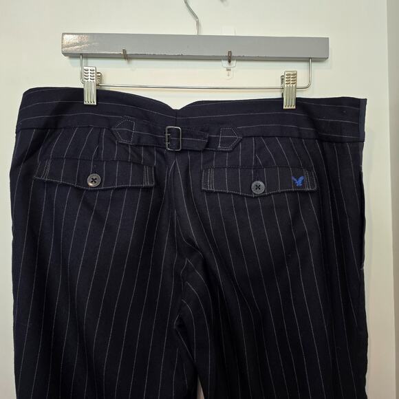 Vintage American Eagle Womens Y2K Pinstripe Pants Low Rise Wide Leg Sz 12 Wool - Picture 6 of 9